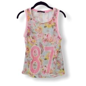 Atmosphere Floral Mesh Racerback Tank Top Women’s Size 2 Small Sporty Graphic 87
